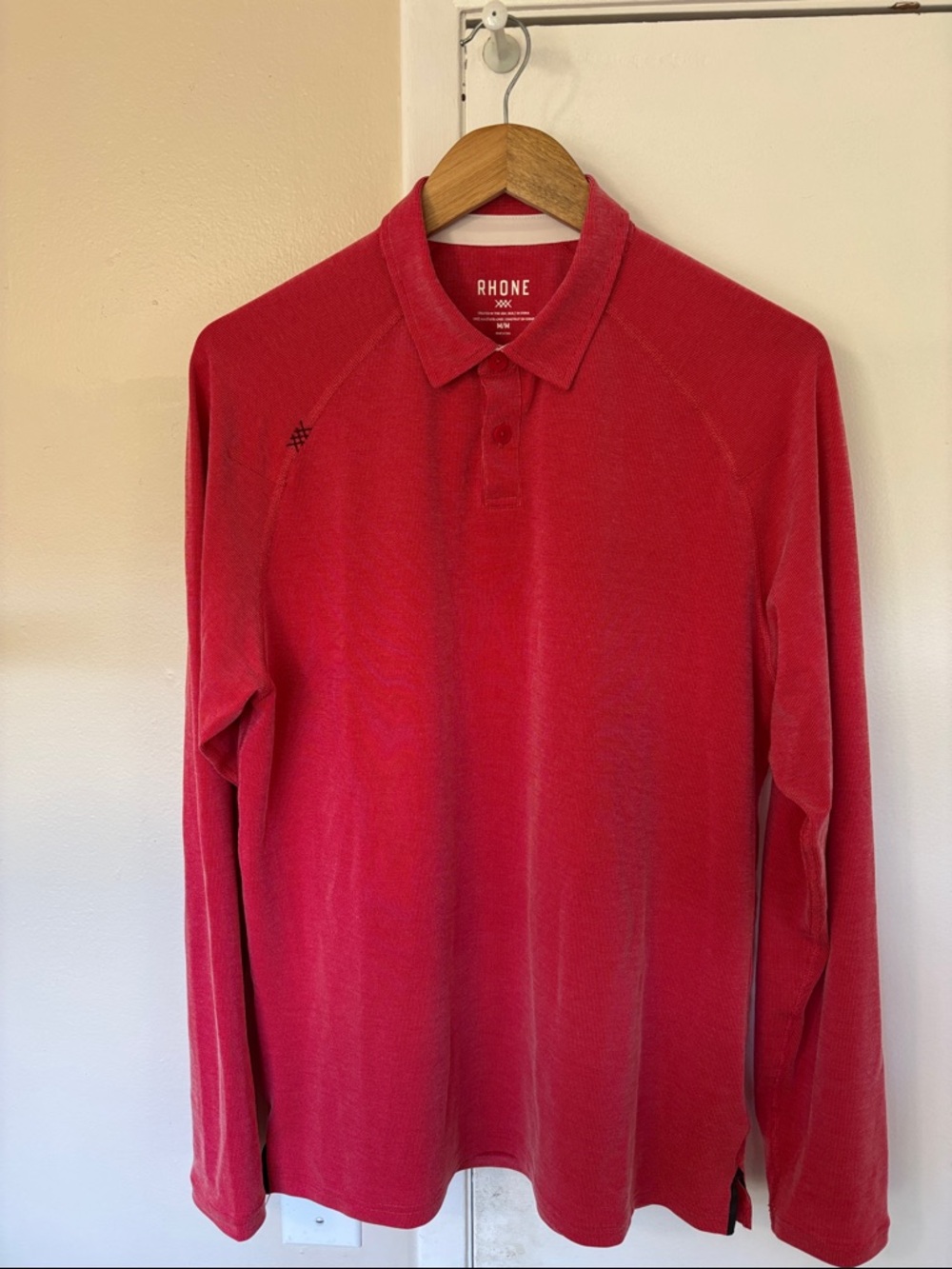 RHONE Long-Sleeve Polo - Deep Red